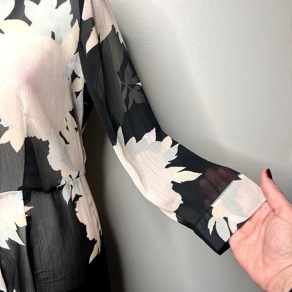 River Island Printed Sheer Maxi Dress Kaftan Size 10 Button Front - Picture 5 of 8